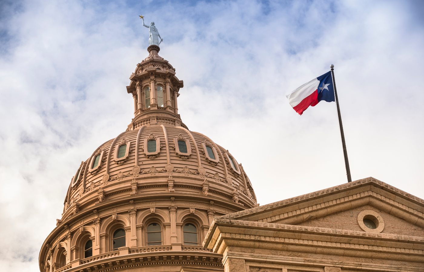 Top of the Texas State Capitol building in Austin, Texas.